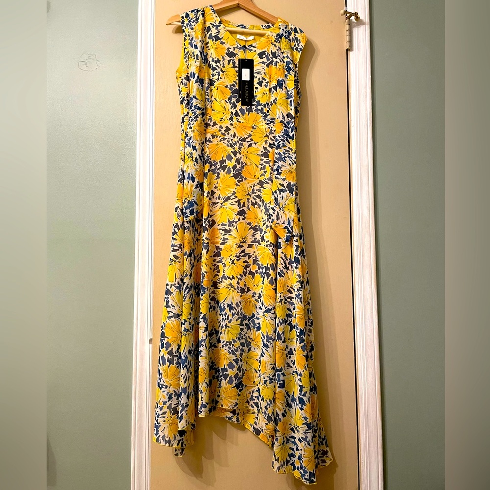 LAI MENG FIVE CATS Womens Retro Tie Neck Midi Dress A-line Dress US Size 6